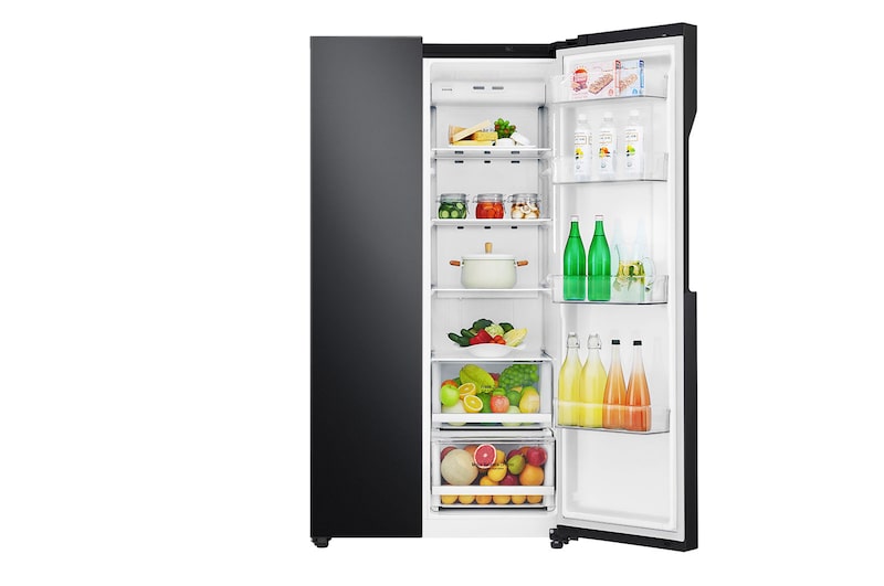 LG 626L Flat Door Side by Side Fridge, in Matte Black Finish, GS-B680MBL
