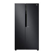 Front view of 626L Flat Door Side by Side Fridge, in Matte Black Finish GS-B680MBL