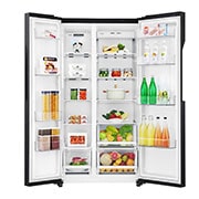 LG 626L Flat Door Side by Side Fridge, in Matte Black Finish, GS-B680MBL