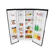 LG 626L Flat Door Side by Side Fridge, in Matte Black Finish, GS-B680MBL