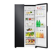 LG 626L Flat Door Side by Side Fridge, in Matte Black Finish, GS-B680MBL