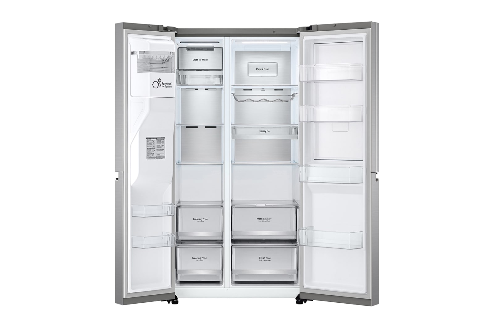 LG 635L Side by Side Fridge in Stainless Finish, GS-D635PLC