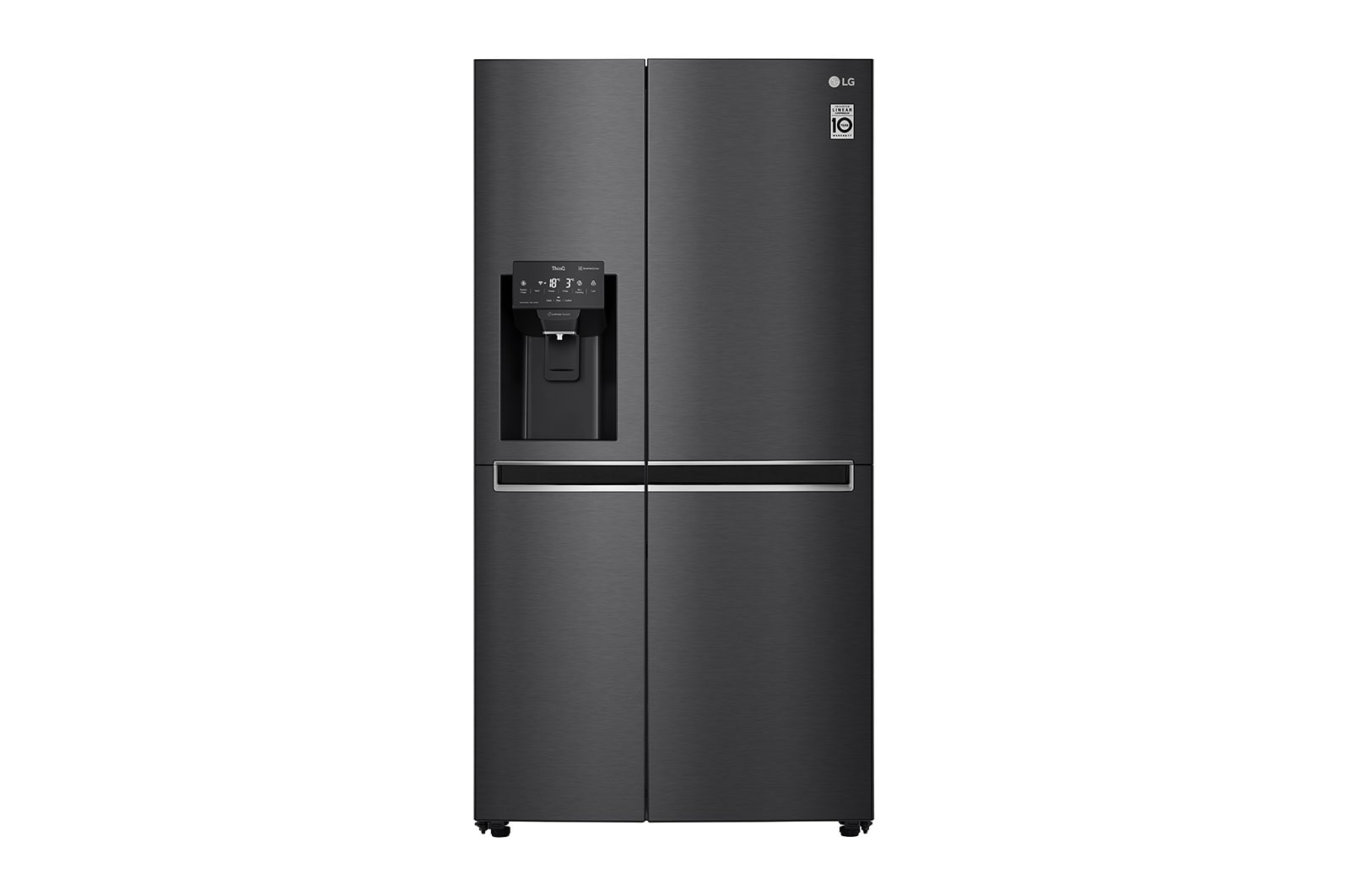 LG 625L Side by Side Fridge with Non-Plumbed Ice & Water Dispenser in Matte Black Finish, GS-L668MBNL