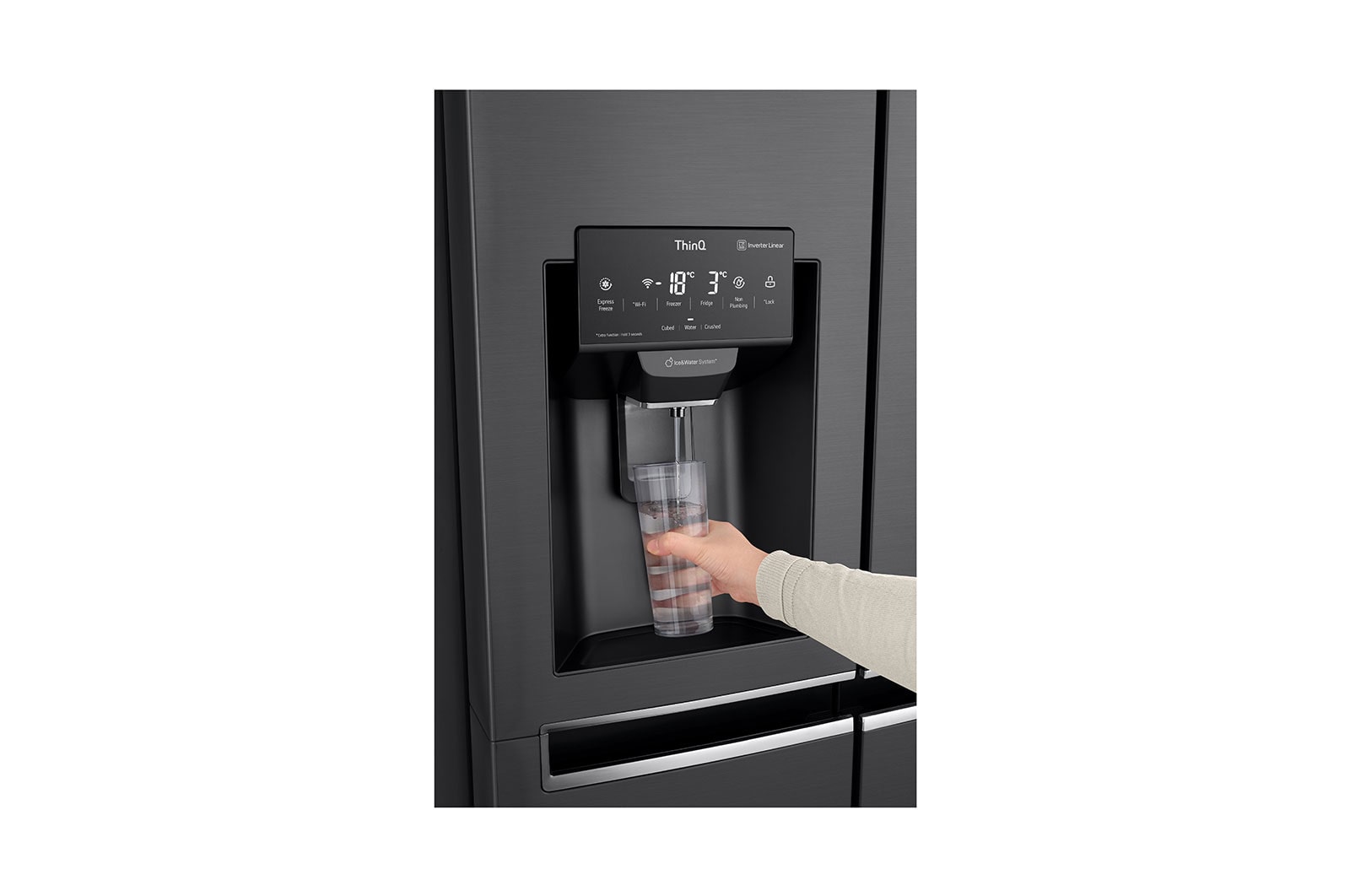 LG 625L Side by Side Fridge with Non-Plumbed Ice & Water Dispenser in Matte Black Finish, GS-L668MBNL