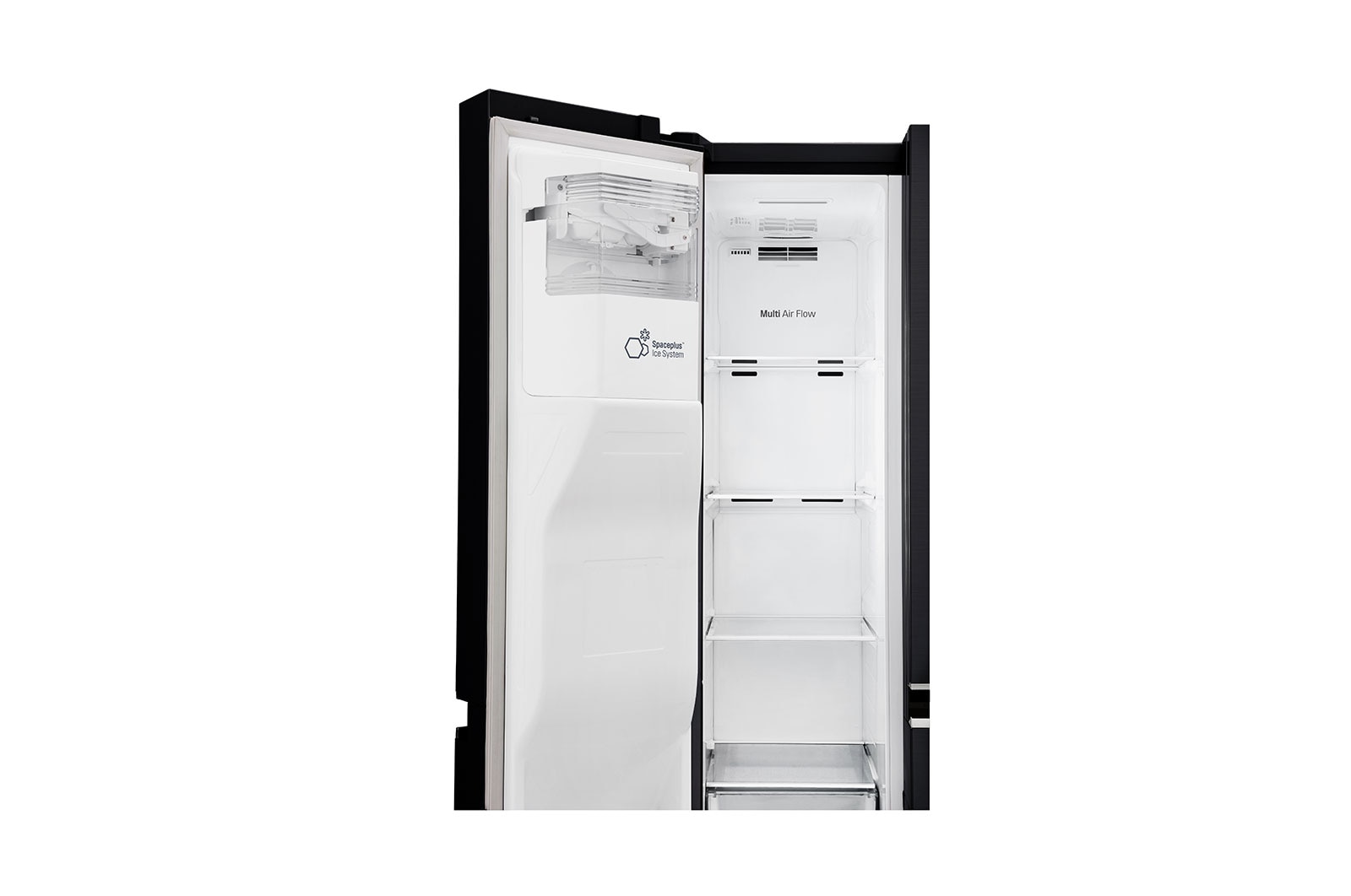 LG 625L Side by Side Fridge with Non-Plumbed Ice & Water Dispenser in Matte Black Finish, GS-L668MBNL