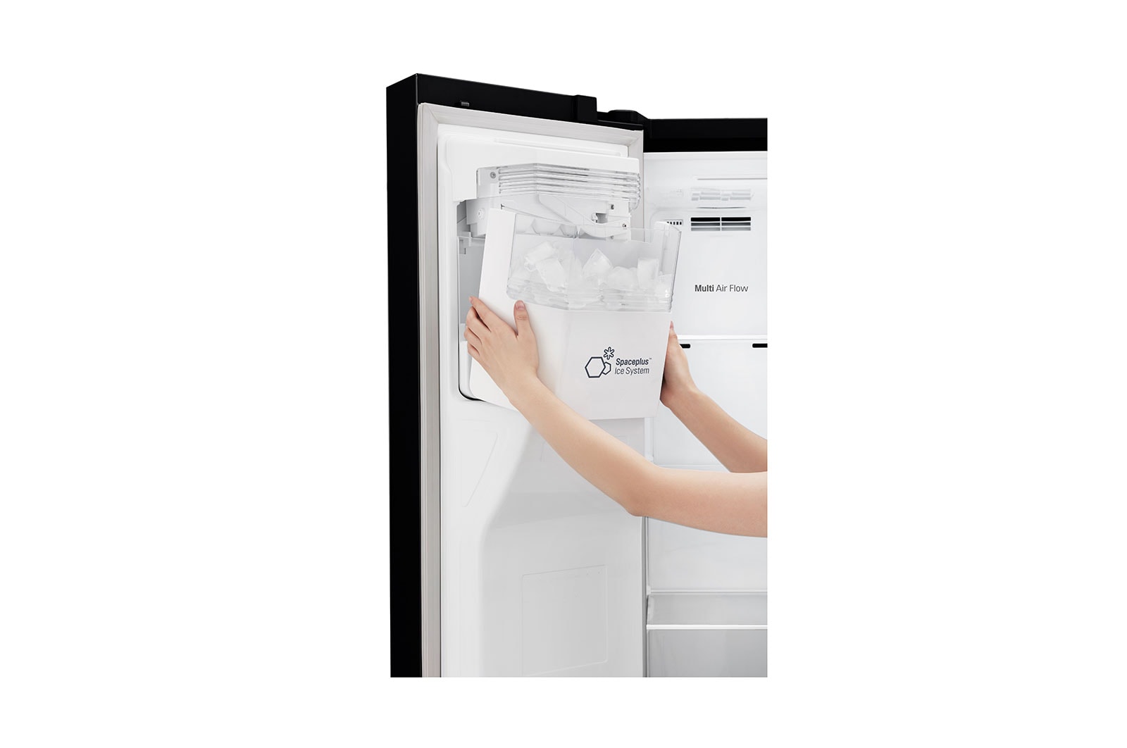 LG 625L Side by Side Fridge with Non-Plumbed Ice & Water Dispenser in Matte Black Finish, GS-L668MBNL