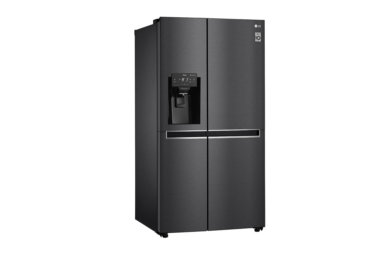 LG 625L Side by Side Fridge with Non-Plumbed Ice & Water Dispenser in Matte Black Finish, GS-L668MBNL