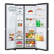 LG 625L Side by Side Fridge with Non-Plumbed Ice & Water Dispenser in Matte Black Finish, GS-L668MBNL