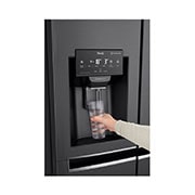 LG 625L Side by Side Fridge with Non-Plumbed Ice & Water Dispenser in Matte Black Finish, GS-L668MBNL