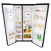 LG 625L Side by Side Fridge with Non-Plumbed Ice & Water Dispenser in Matte Black Finish, GS-L668MBNL