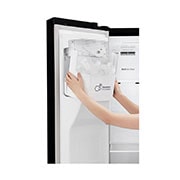 LG 625L Side by Side Fridge with Non-Plumbed Ice & Water Dispenser in Matte Black Finish, GS-L668MBNL