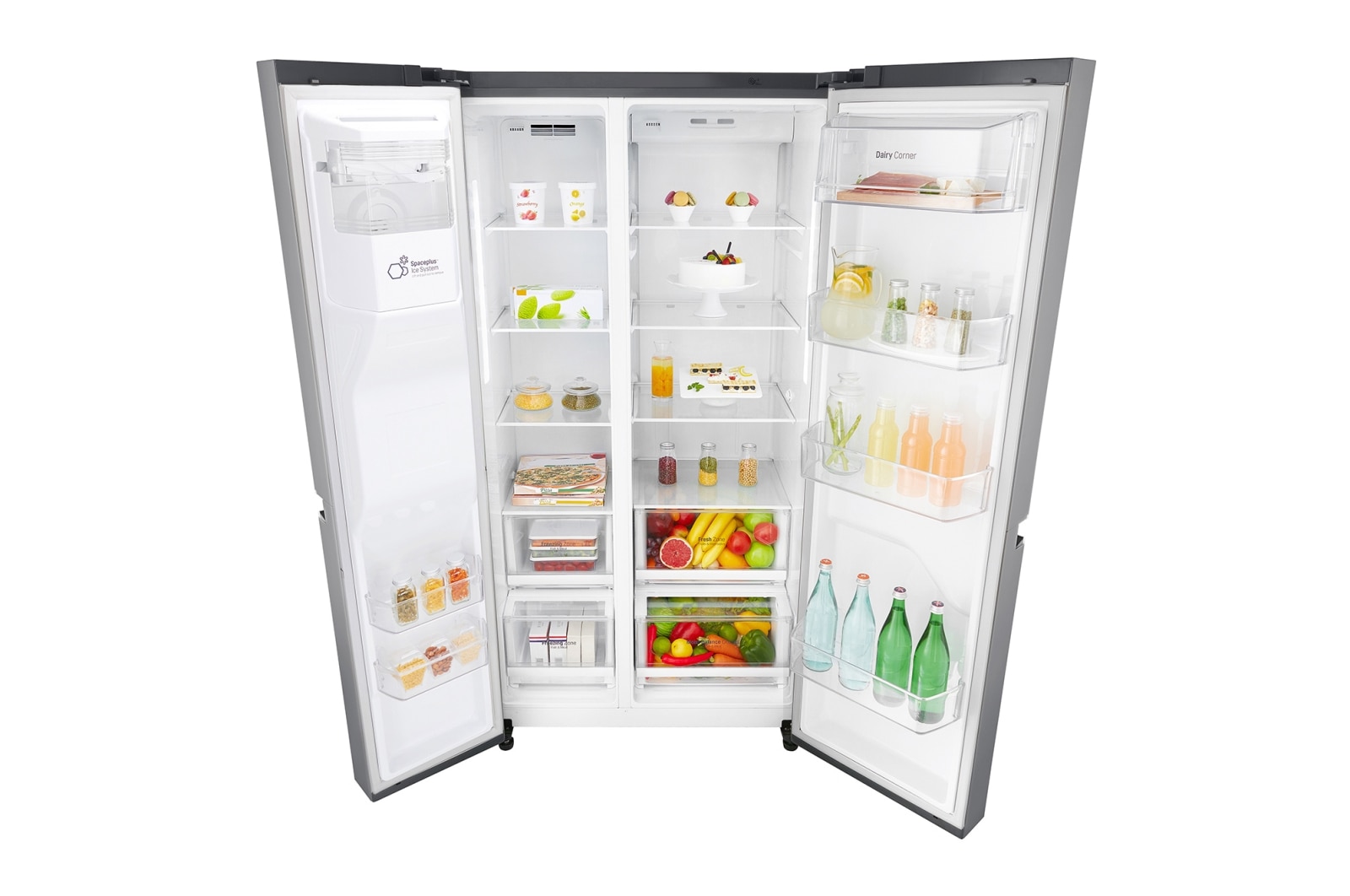 LG 625L Side by Side Fridge with Plumbed Ice & Water Dispenser, GS-L668PL