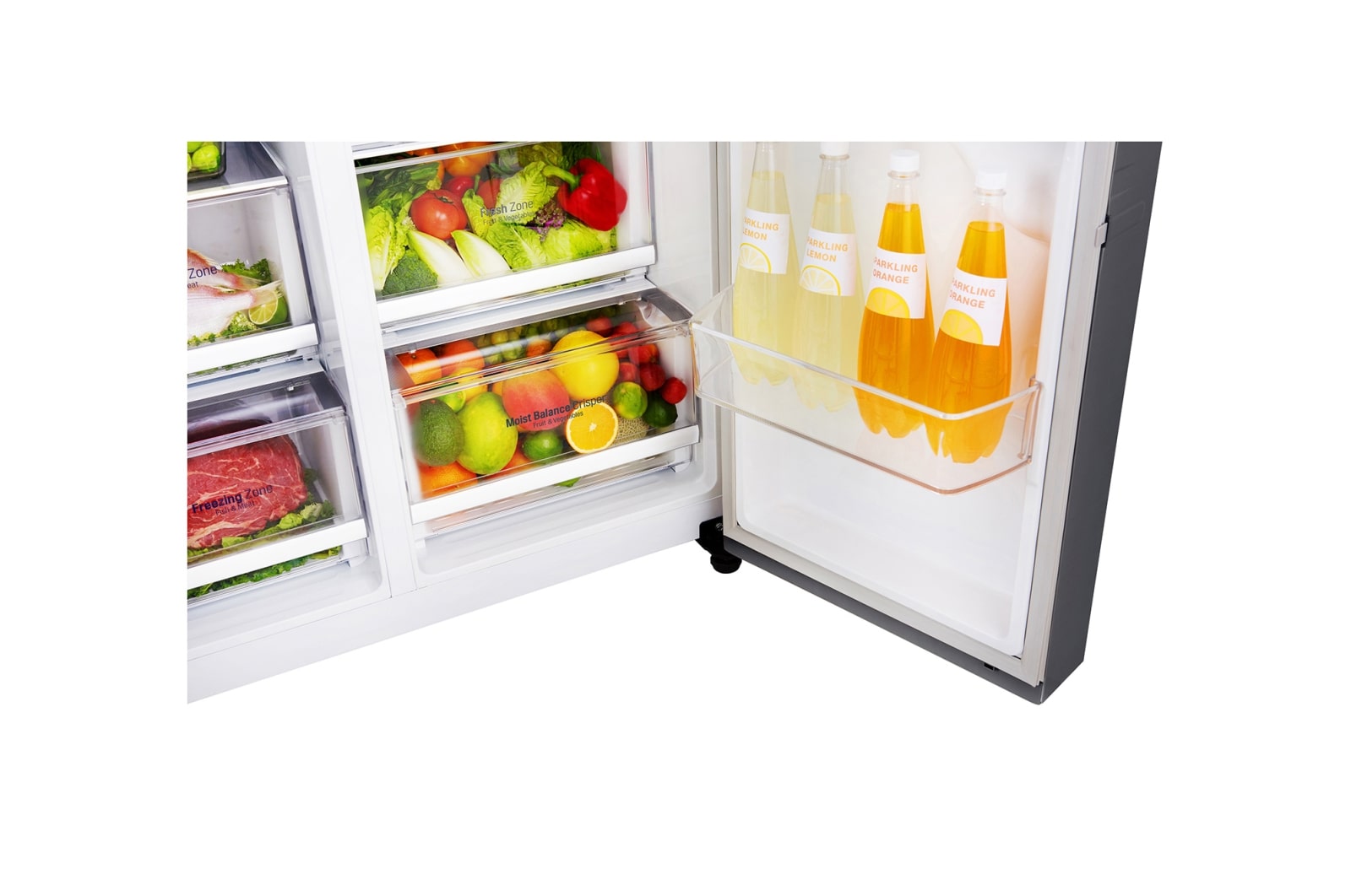 LG 625L Side by Side Fridge with Plumbed Ice & Water Dispenser, GS-L668PL