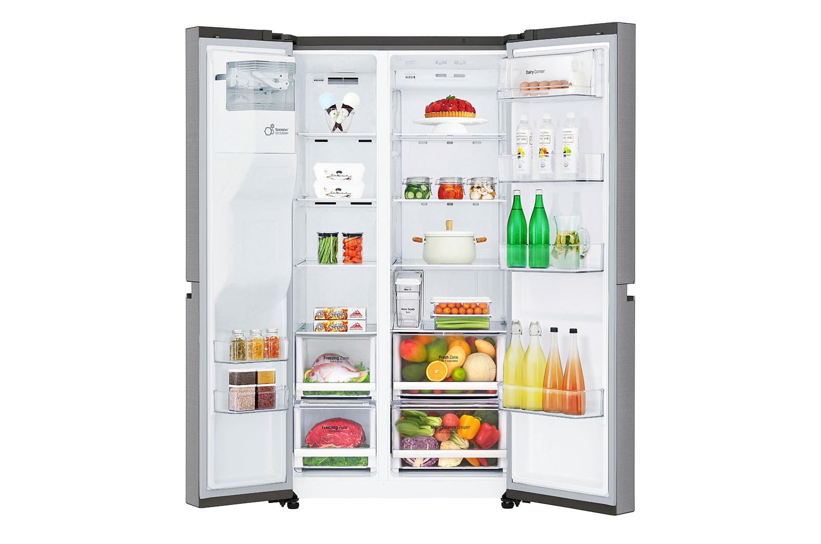 LG 625L Side by Side Fridge with Water & Ice Dispenser, GS-L668PNL