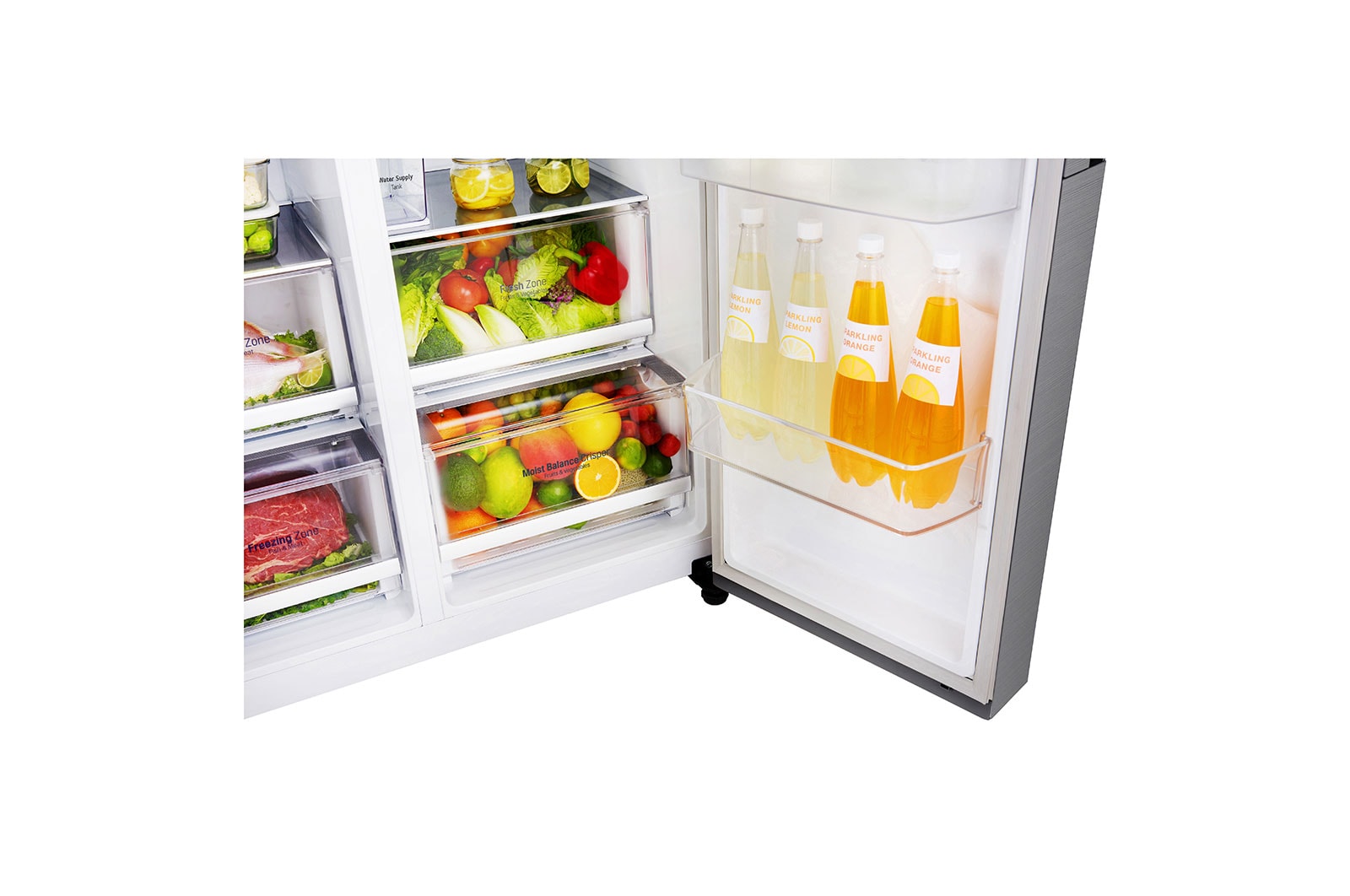 LG 625L Side by Side Fridge with Water & Ice Dispenser, GS-L668PNL