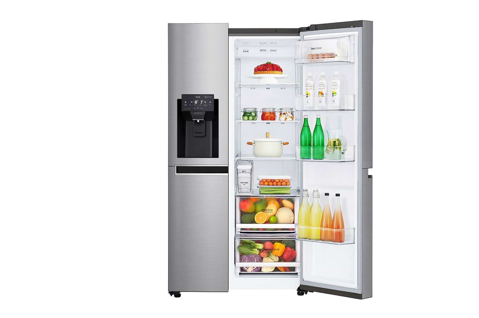 LG 625L Side by Side Fridge with Water & Ice Dispenser, GS-L668PNL