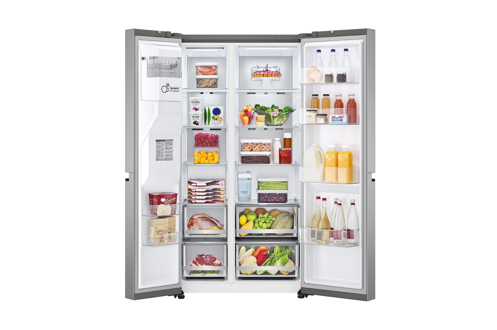 LG 635L Side by Side Fridge with Non-Plumbed Ice & Water Dispenser, GS-N600PL