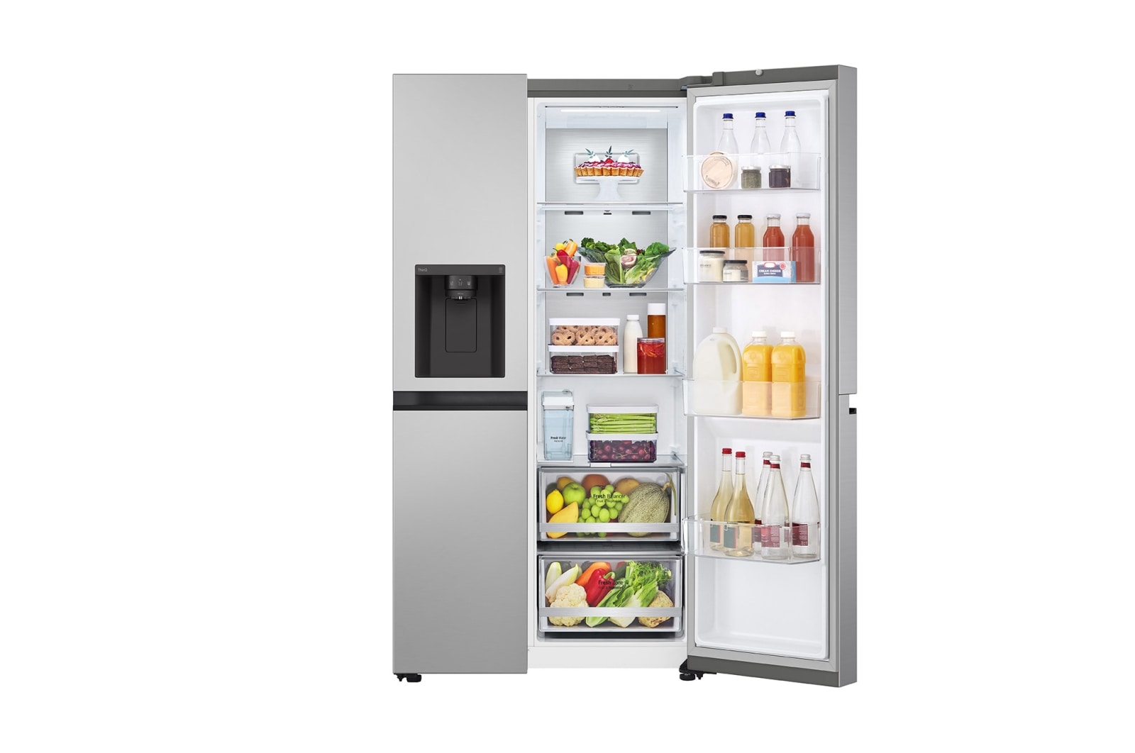 LG 635L Side by Side Fridge with Non-Plumbed Ice & Water Dispenser, GS-N600PL