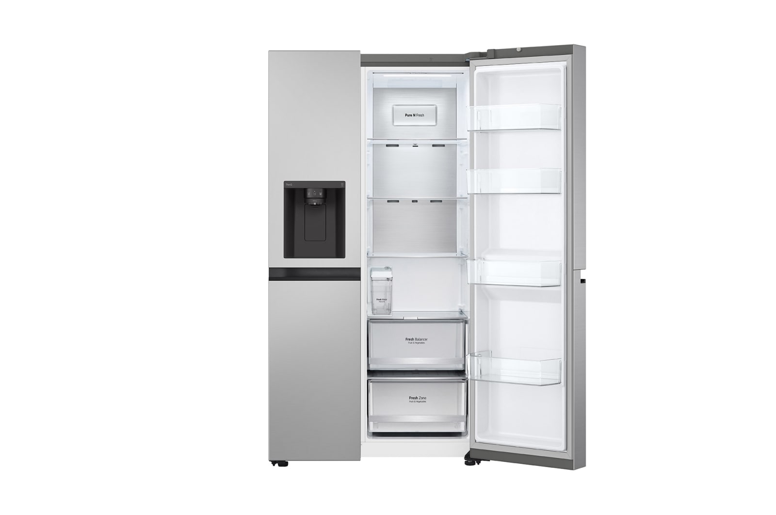 LG 635L Side by Side Fridge with Non-Plumbed Ice & Water Dispenser, GS-N600PL