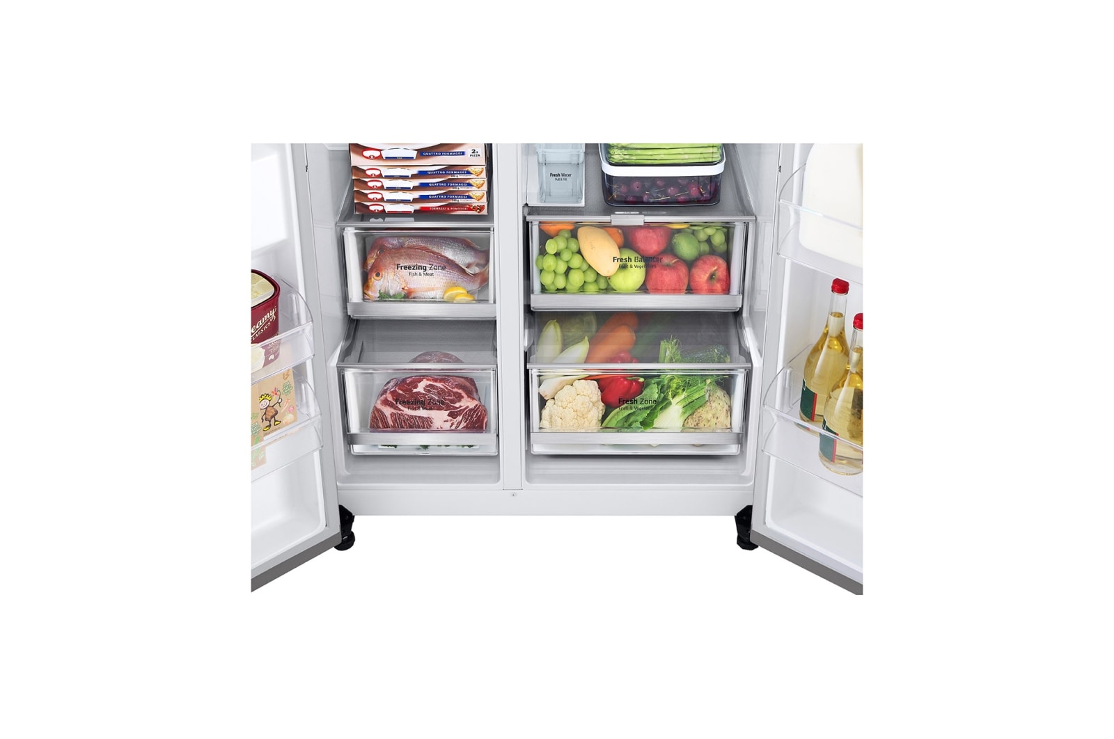 LG 635L Side by Side Fridge with Non-Plumbed Ice & Water Dispenser, GS-N600PL