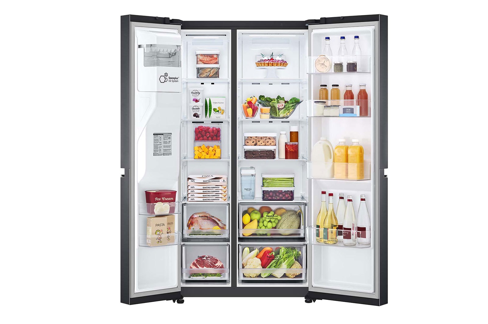 LG 635L Side by Side Fridge with Non-Plumbed Ice & Water Dispenser, GS-N635MBL