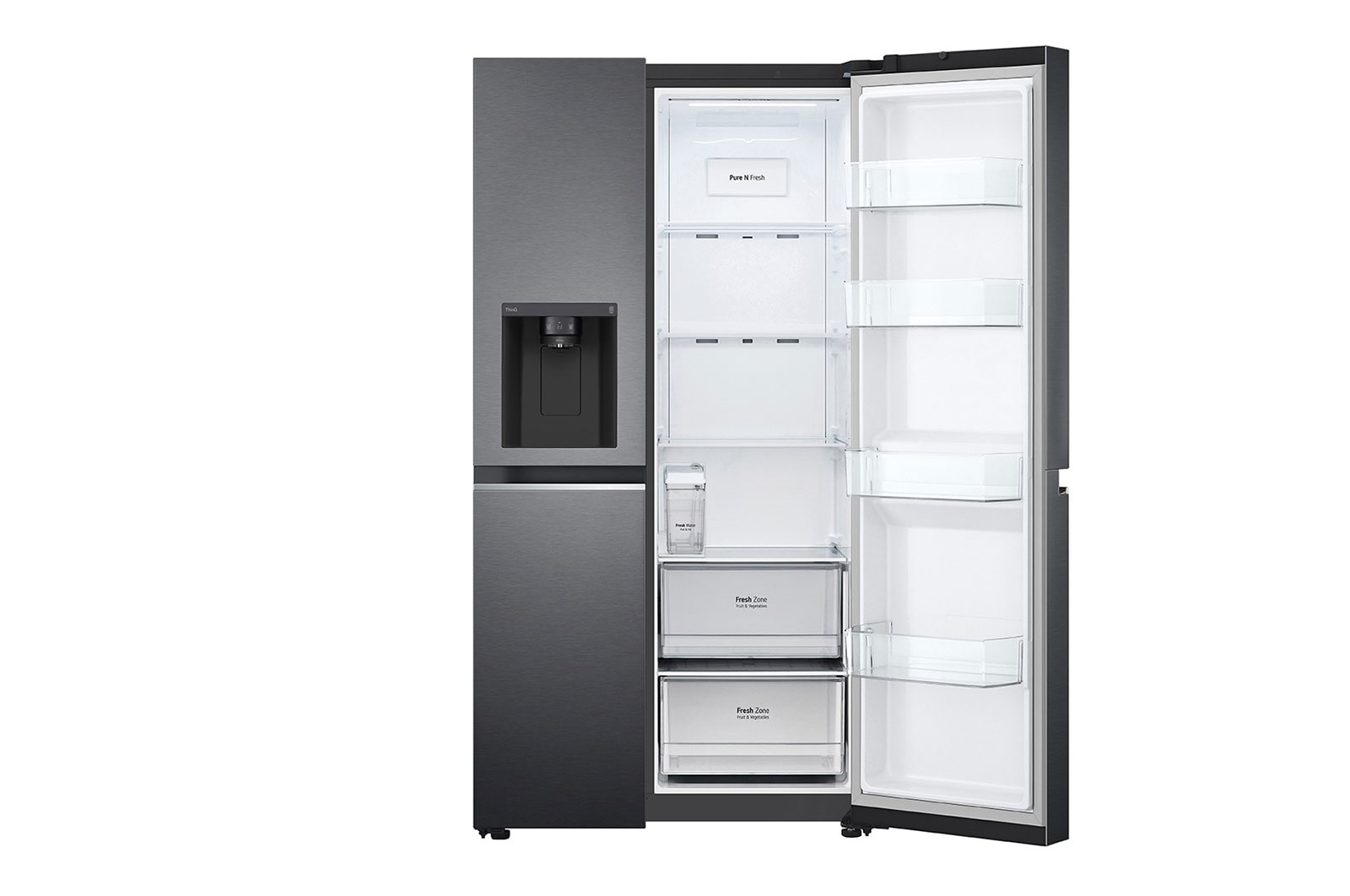 LG 635L Side by Side Fridge with Non-Plumbed Ice & Water Dispenser, GS-N635MBL