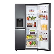 LG 635L Side by Side Fridge with Non-Plumbed Ice & Water Dispenser, GS-N635MBL