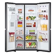 LG 635L Side by Side Fridge with Non-Plumbed Ice & Water Dispenser, GS-N635MBL