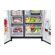 LG 635L Side by Side Fridge with Non-Plumbed Ice & Water Dispenser, GS-N635MBL