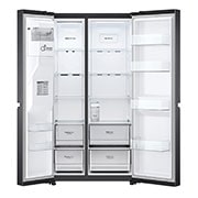 LG 635L Side by Side Fridge with Non-Plumbed Ice & Water Dispenser, GS-N635MBL