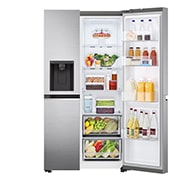 LG 635L Side by Side Fridge with Non-Plumbed Ice & Water Dispenser, GS-N635PL