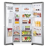 LG 635L Side by Side Fridge with Non-Plumbed Ice & Water Dispenser, GS-N635PL