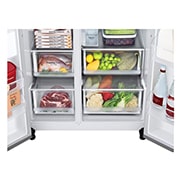 LG 635L Side by Side Fridge with Non-Plumbed Ice & Water Dispenser, GS-N635PL