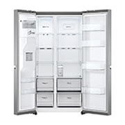 LG 635L Side by Side Fridge with Non-Plumbed Ice & Water Dispenser, GS-N635PL