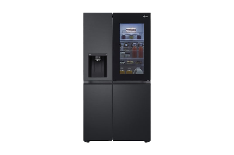 Front view of 635L Side by Side Fridge with InstaView™ GS-V600MBLC