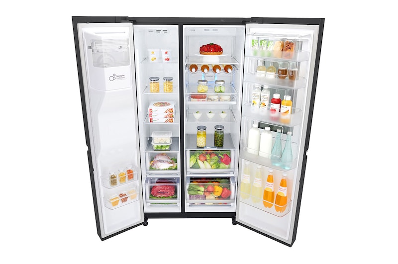 LG 625L Side by Side Fridge with InstaView Door-In-Door® in Matte Black Finish, GS-V665MBL