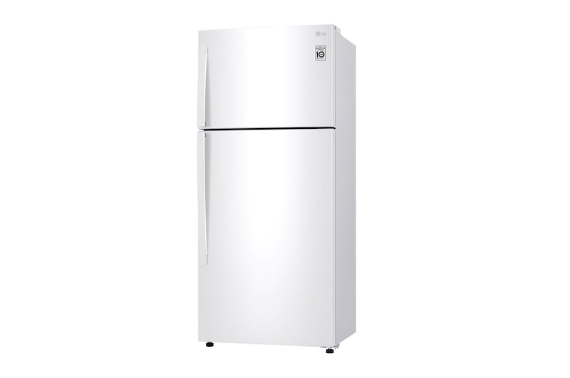 Outside view of white finish top mount fridge freezer LG GT-515WDC