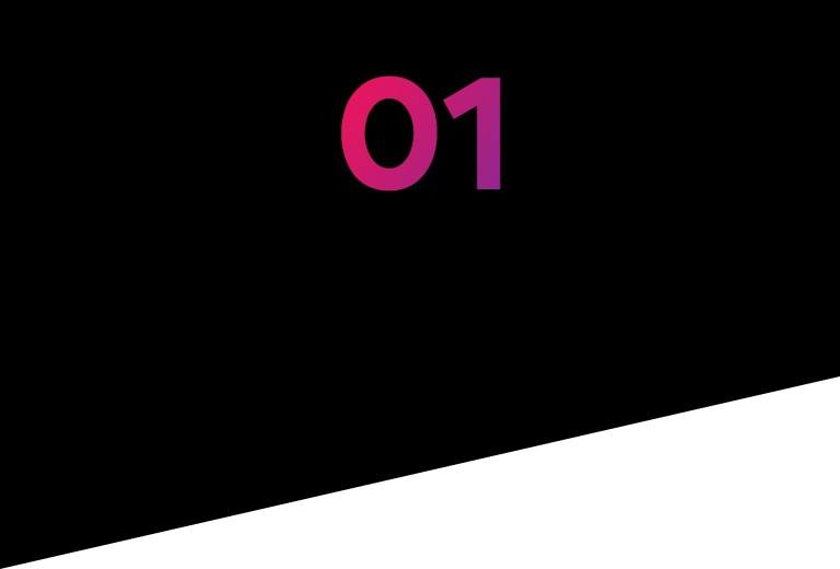 A number "01" written above copy on black colored area and there is a white colored area underneath for design purpose