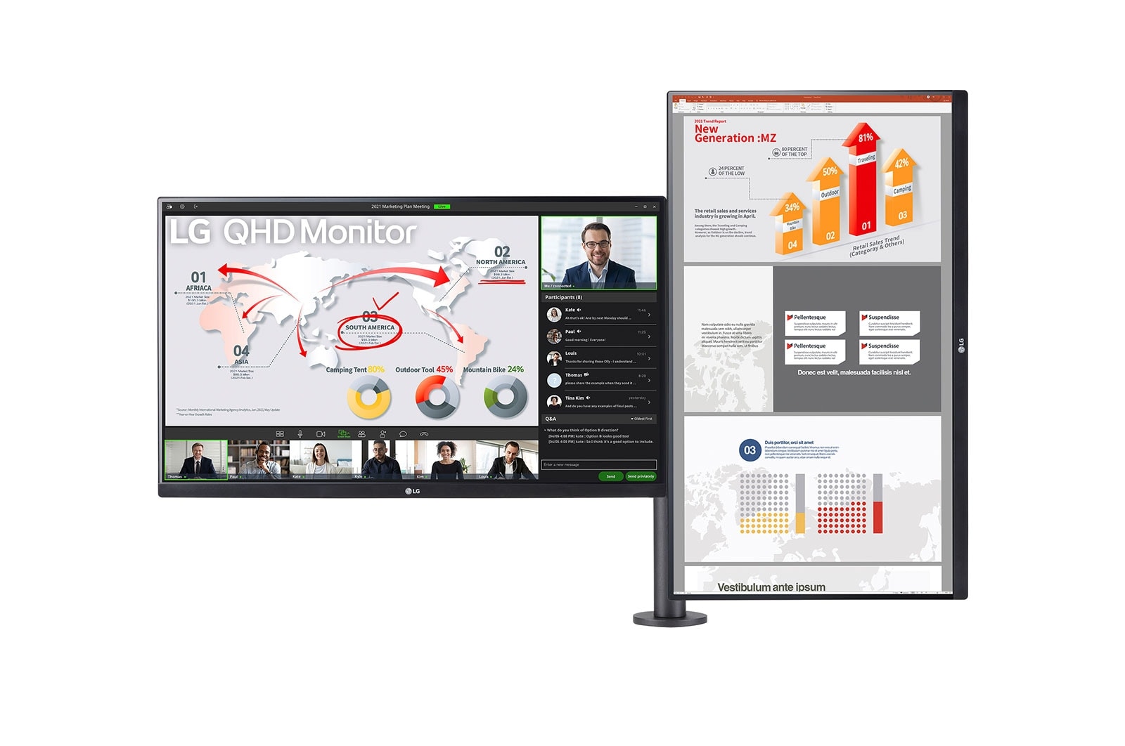 LG 27'' QHD Monitor Ergo Dual with USB Type-C™ and Daisy Chain, 27QP88D-B