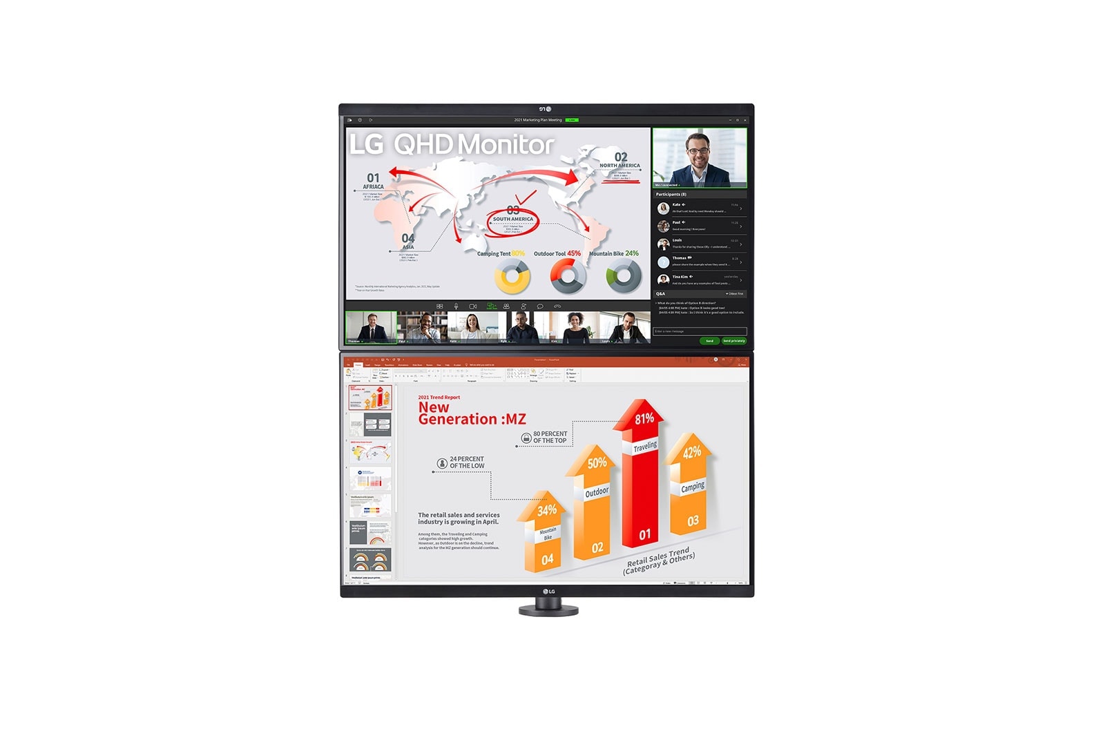 LG 27'' QHD Monitor Ergo Dual with USB Type-C™ and Daisy Chain, 27QP88D-B