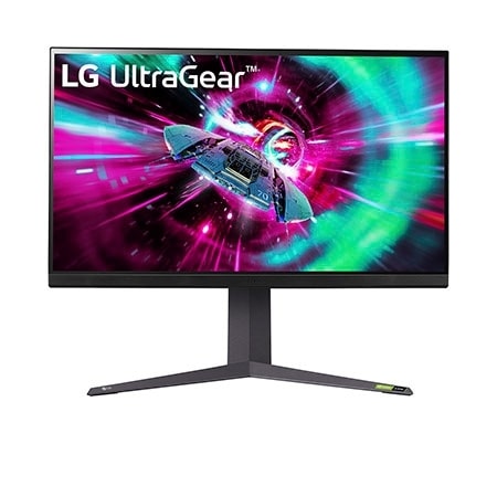 Front view of the LG 32 inch UltraGear™ (27GR95QE-B) OLED gaming monitor with 240Hz refresh rate and 0.03ms (GtG) response time