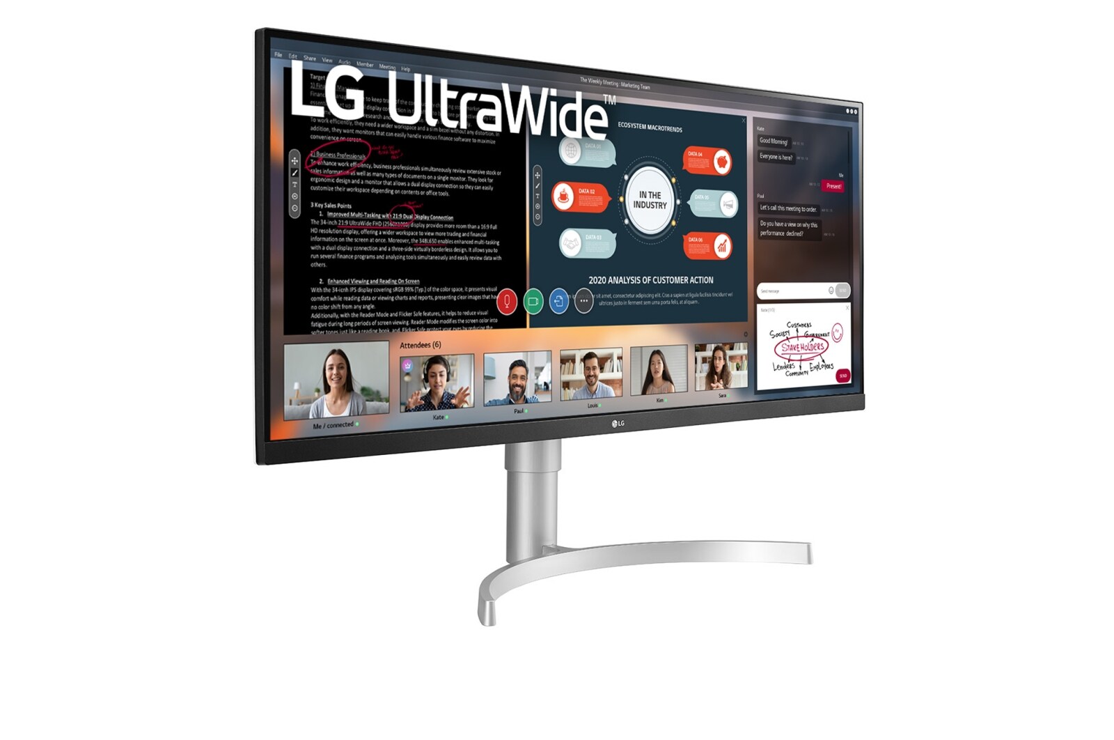 LG 34” UltraWide® Full HD IPS Monitor with HDR, 34WN650-W