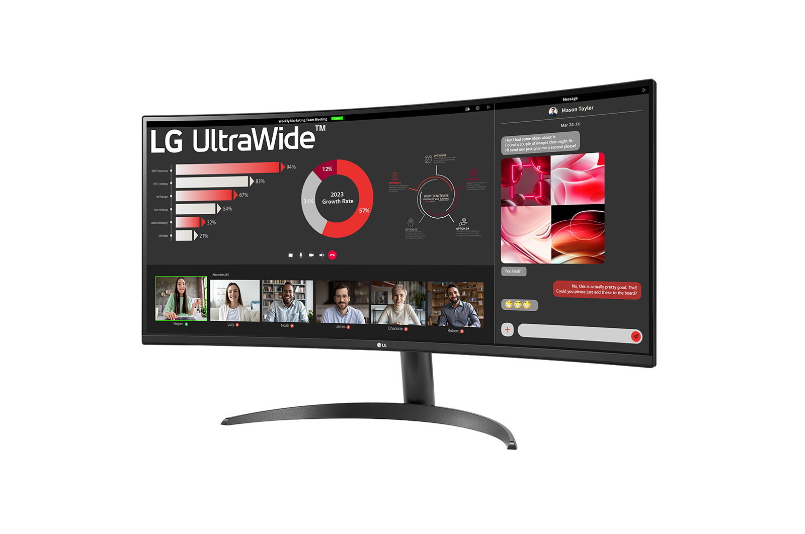 LG 34" 21:9 Curved UltraWide™ QHD (3440x1440) Monitor with FreeSync™, 34WR50QC-B