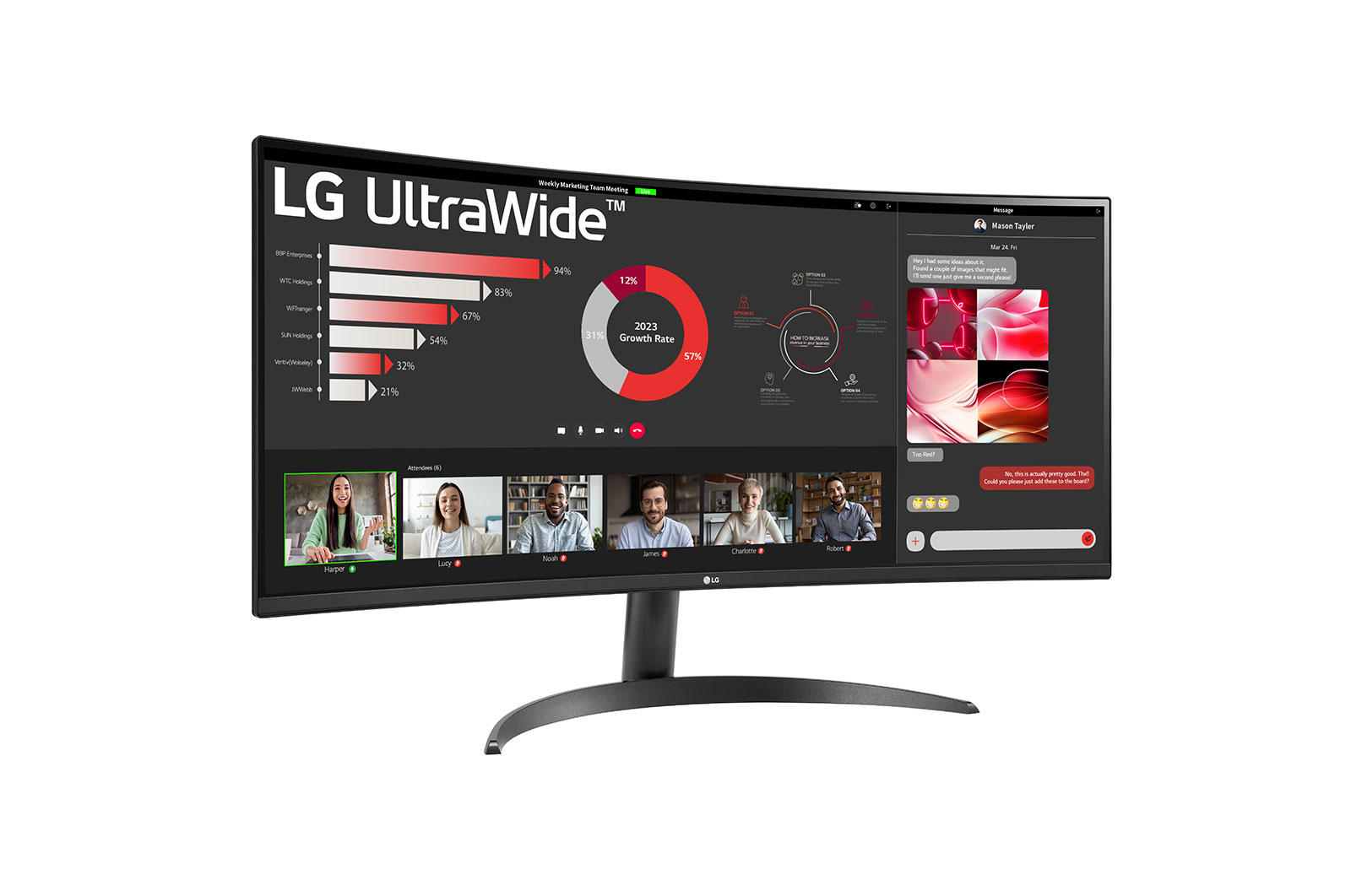 LG 34" 21:9 Curved UltraWide™ QHD (3440x1440) Monitor with FreeSync™, 34WR50QC-B