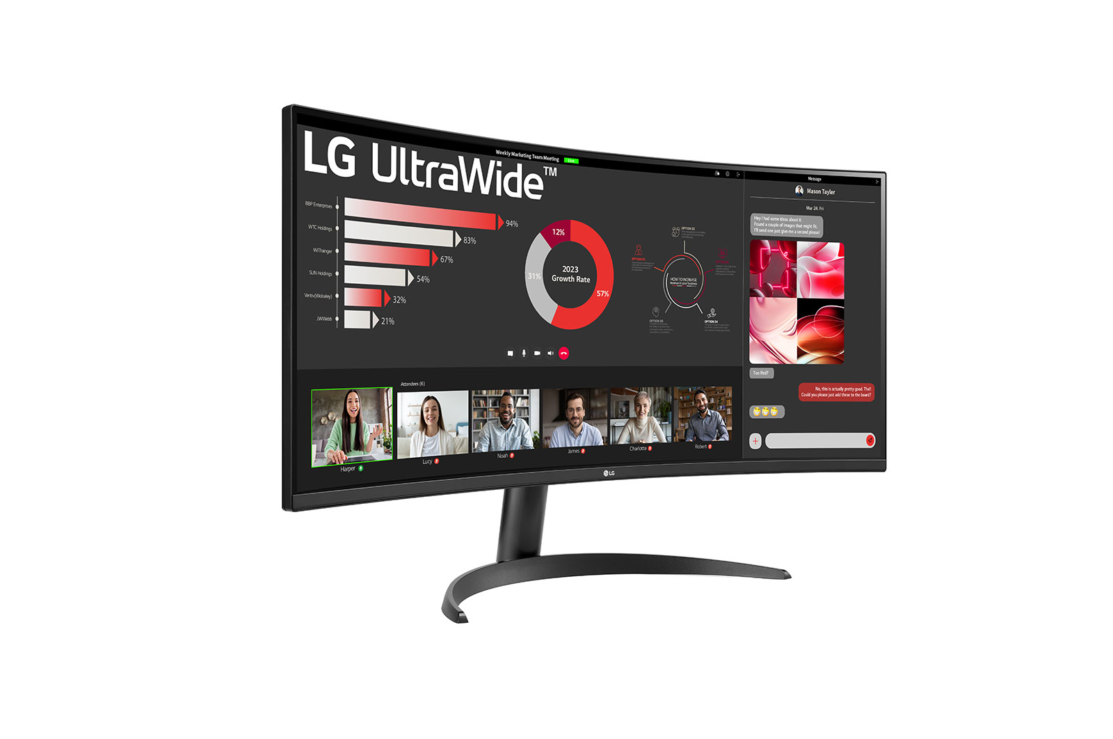 LG 34" 21:9 Curved UltraWide™ QHD (3440x1440) Monitor with FreeSync™, 34WR50QC-B