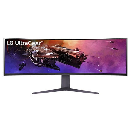 Front view of the LG 45 inch UltraGear™ (45GR75DC-B) QHD gaming monitor with 200Hz refresh rate, 1ms response time, and USB Type-C™