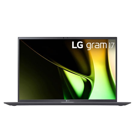 Front view of the 17 Inch LG gram (17Z90S-G.AA78A) laptop with 16GB RAM and Intel Ultra 7 Core