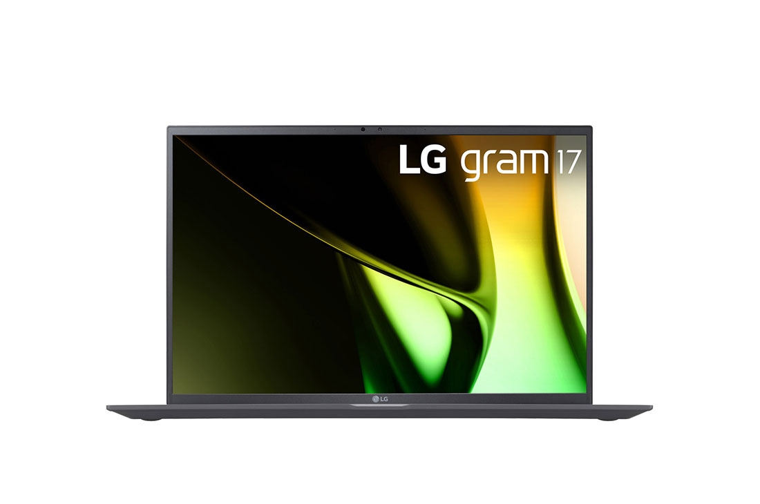 Front view of the 17 Inch LG gram (17Z90S-G.AA78A) laptop with 16GB RAM and Intel Ultra 7 Core