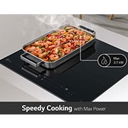LG 60cm Induction Cooktop, 4 Cooking Zones incl. 1 Flexi – with Power Boost, BCI607T4BG