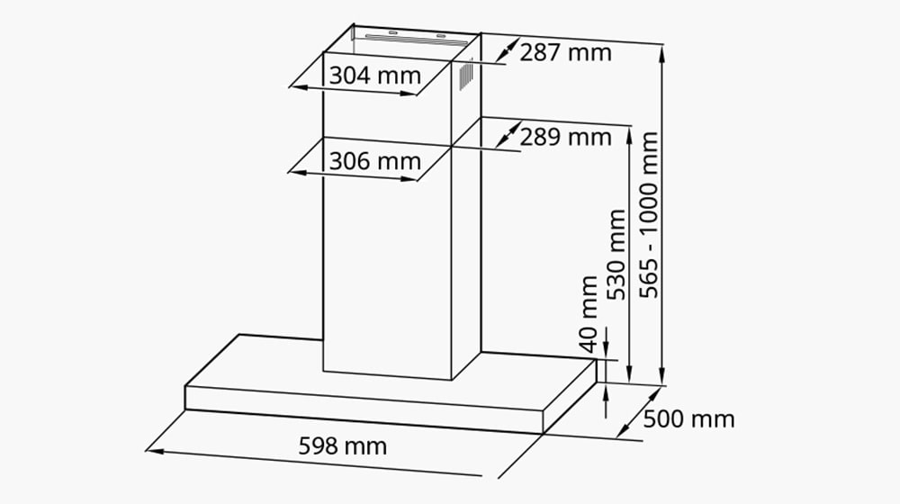  This image shows the dimension of the Hood.